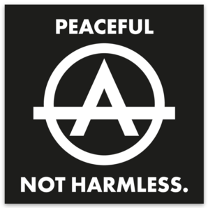Peaceful, Not Harmless Sticker