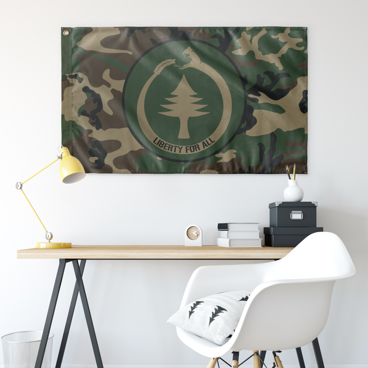 Liberty for All M81 Woodland Single Sided Wall Flag