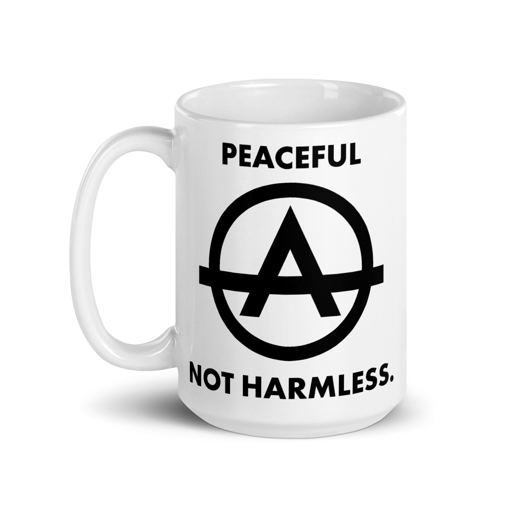 Peaceful, Not Harmless Mug