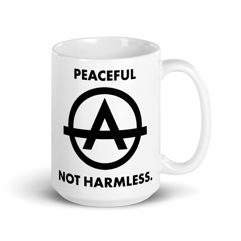 Peaceful, Not Harmless Mug